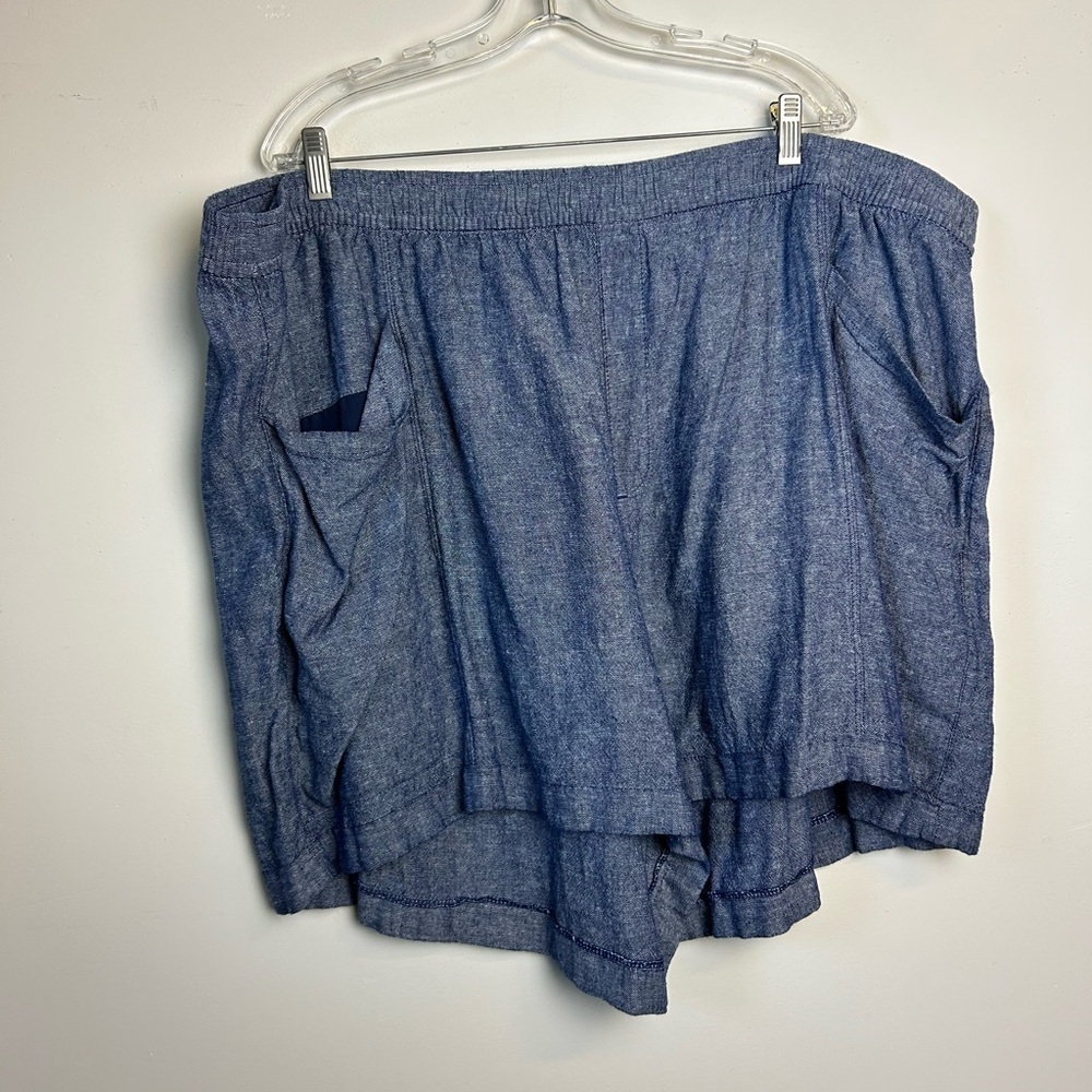 NWT Old Navy Linen High Rise Shorts Plus SZ 4X Blue Elastic waist pull on Summer